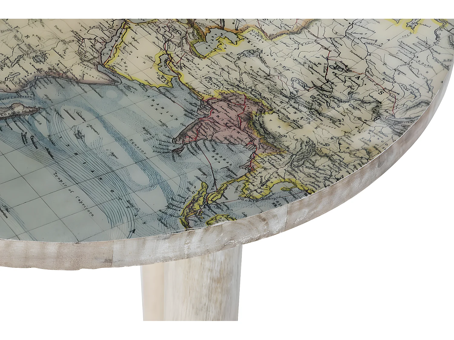 Lot de 2 tables d'appoints rondes en bois de manguier coloris naturel, blanc