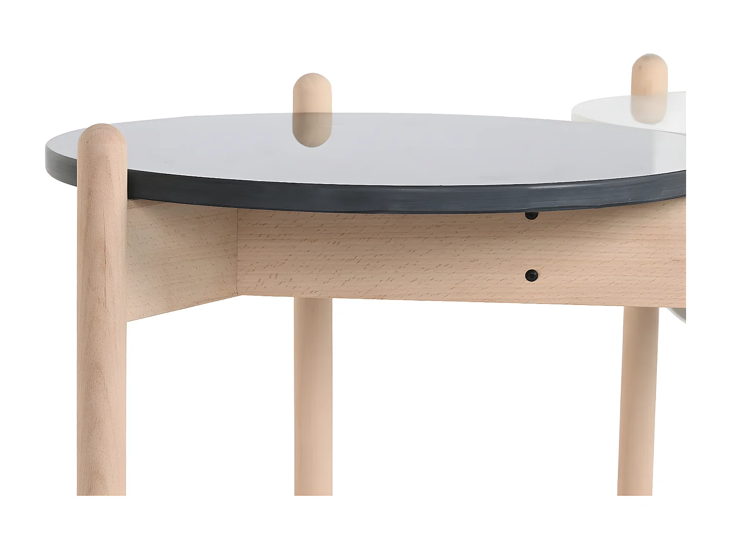 Set de 2 tables d'appoints en bois coloris naturel et marbre coloris noir , blanc