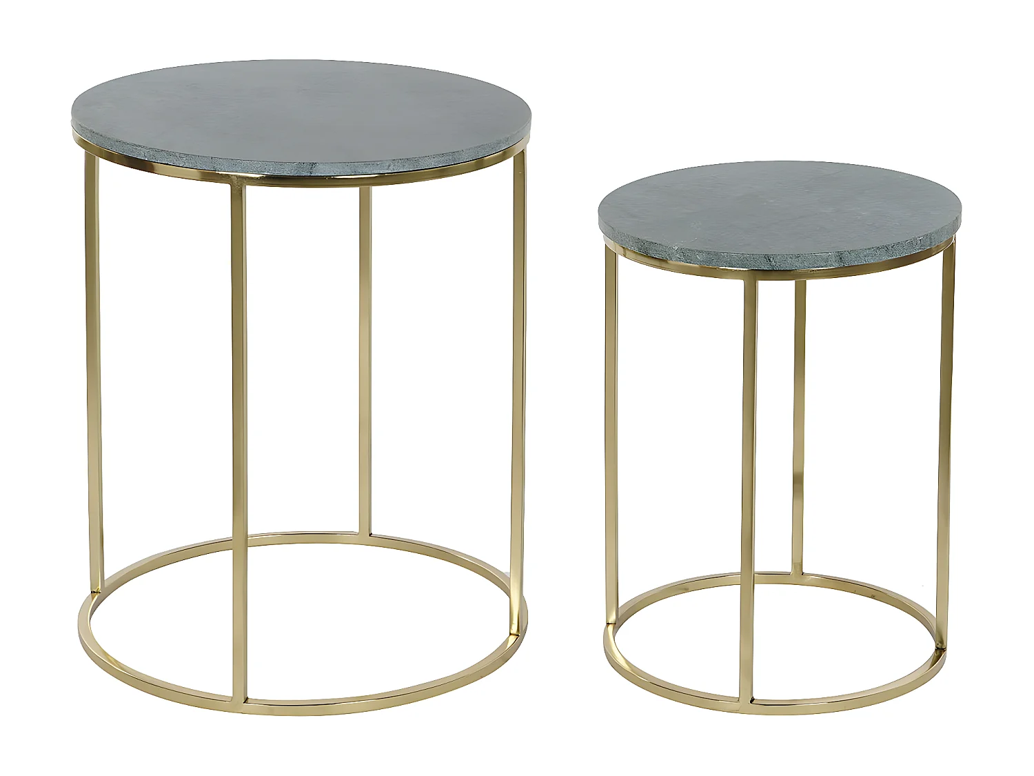 Set de 2 tables d'appoints en aluminium coloris doré et marbre noir