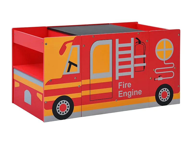 Set e Tavolo Sedie per Bambini 3pz Design Camion Pompieri Legno