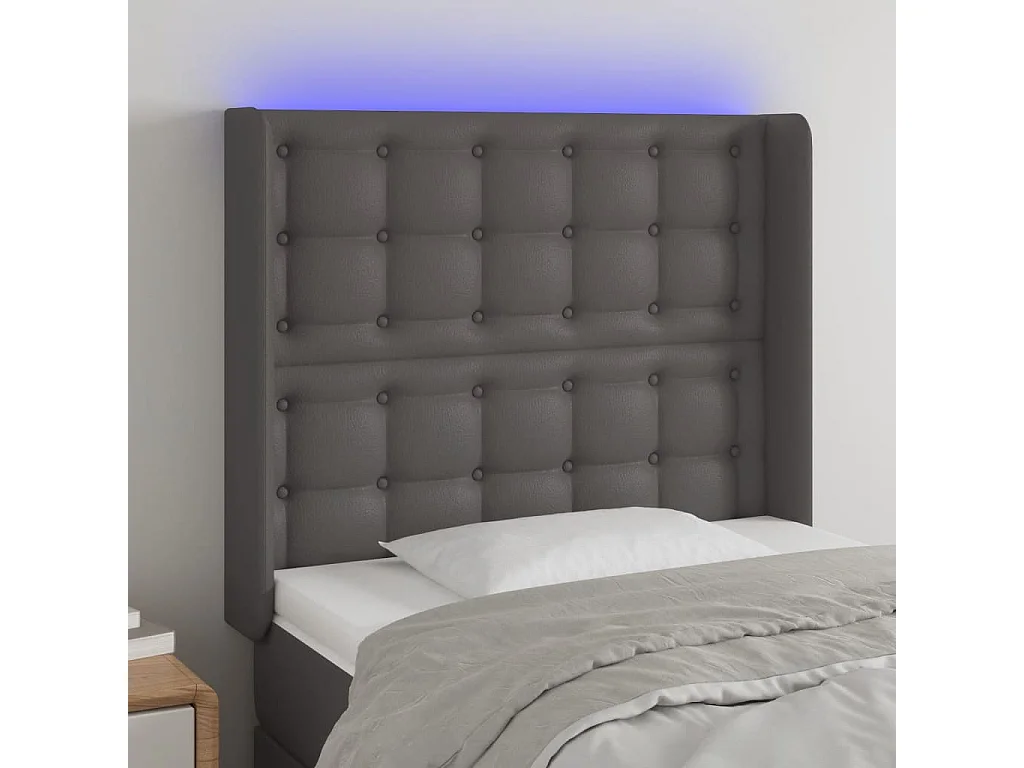 Tête de lit à LED Gris 83x16x118/128 cm Similicuir