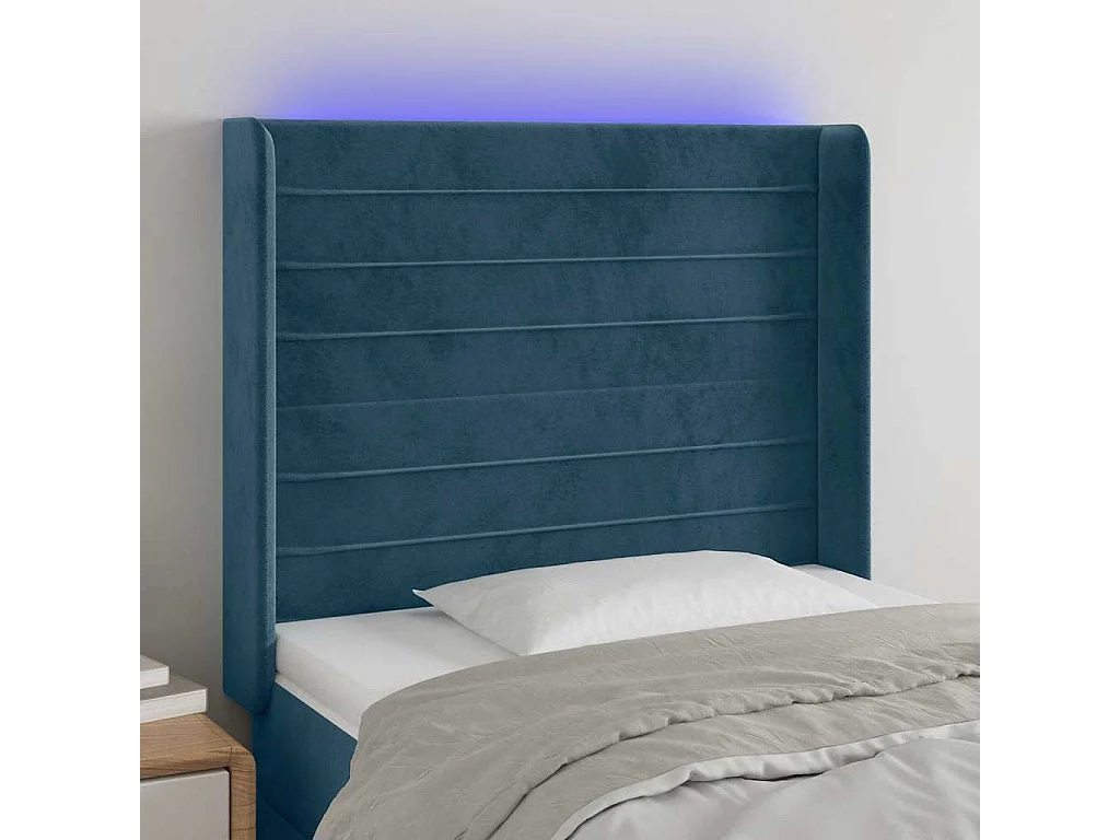 LED Kopfteil Dunkelblau 103x16x118/128 cm Samt