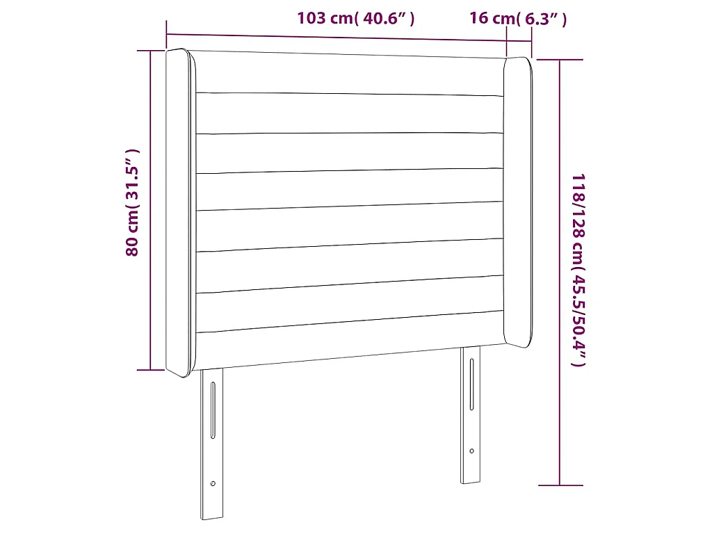 LED Kopfteil Dunkelblau 103x16x118/128 cm Samt