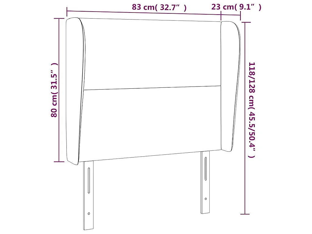 Tête de lit avec oreilles Gris clair 83x23x118/128 cm Velours