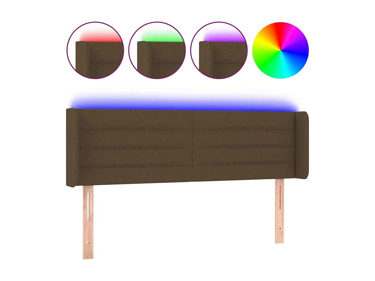 LED Kopfteil Dunkelbraun 147x16x78/88 cm Stoff