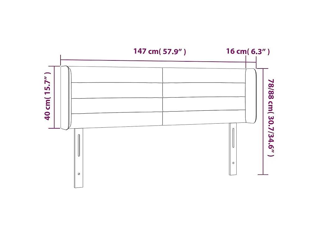 Tête de lit à LED Marron foncé 147x16x78/88 cm Tissu