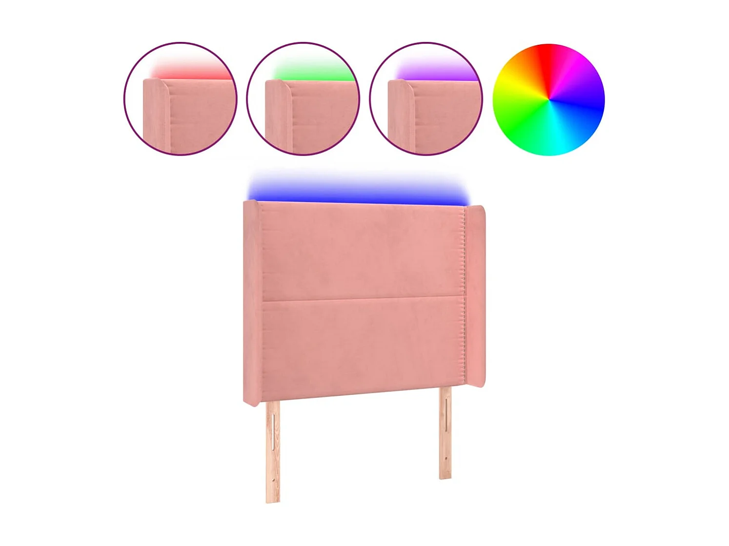 LED Kopfteil Rosa 83x16x118/128 cm Samt