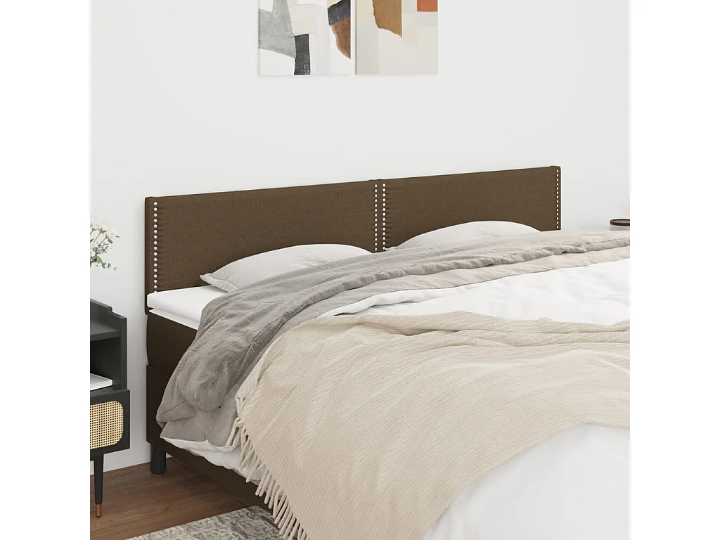 Testiera 2 pz Marrone Scuro 100x5x78/88 cm in Tessuto