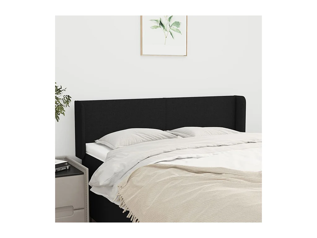Tête de lit avec oreilles Noir 147x16x78/88 cm Tissu