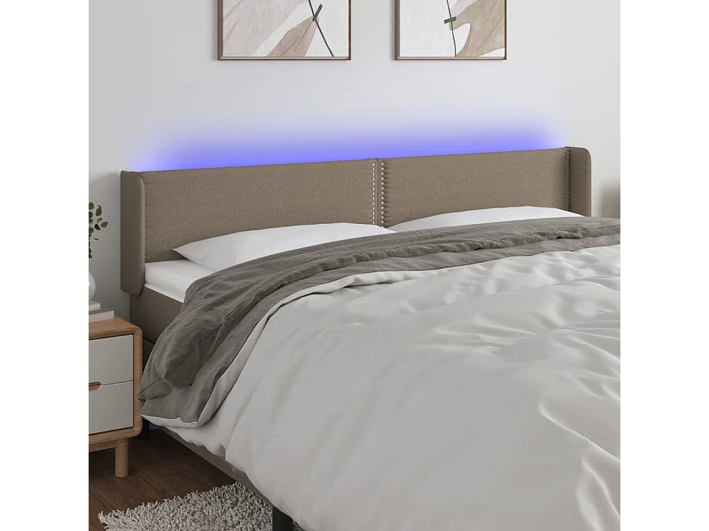 Cabeceira de cama c/ luzes LED 203x16x78/88cm cinza-acastanhado