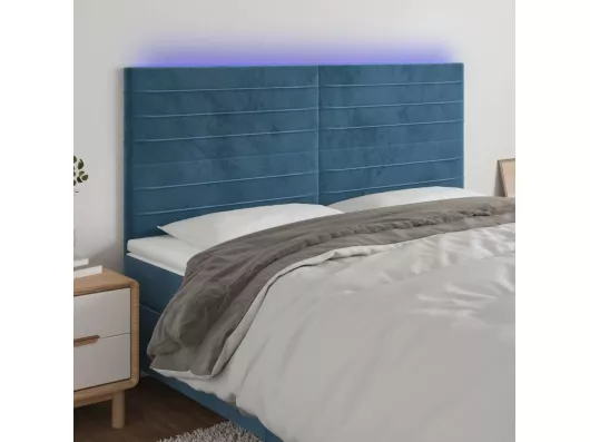 Kauf Unique LED Kopfteil Dunkelblau 200x5x118/128 cm Samt