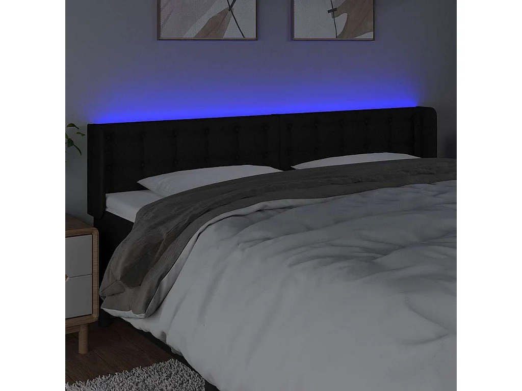 Hoofdbord LED 183x16x78/88 cm stof zwart