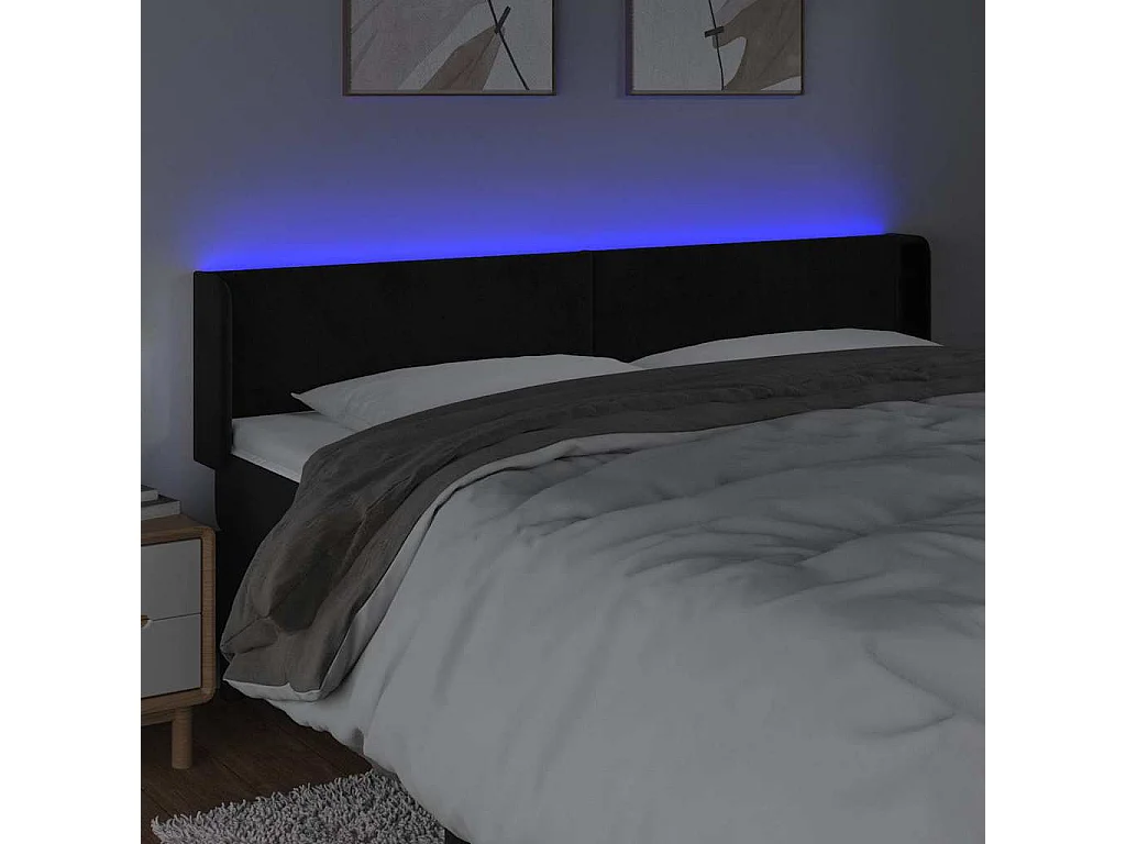 Hoofdbord LED 163x16x78/88 cm fluweel zwart