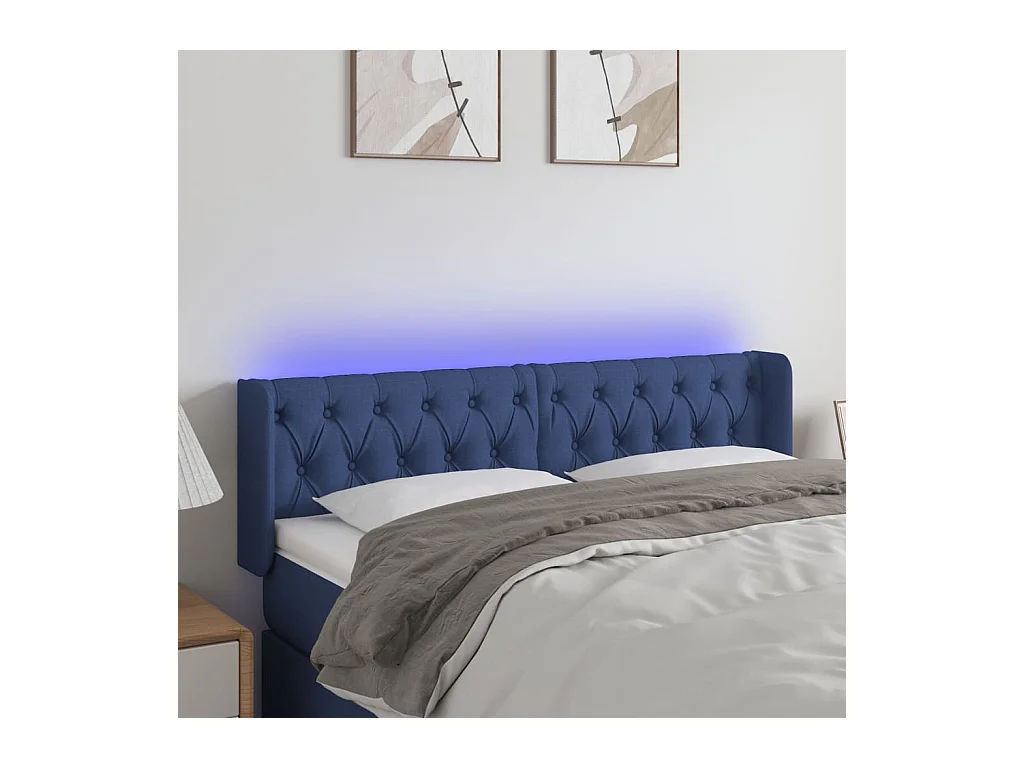 Hoofdbord LED 147x16x78/88 cm stof blauw