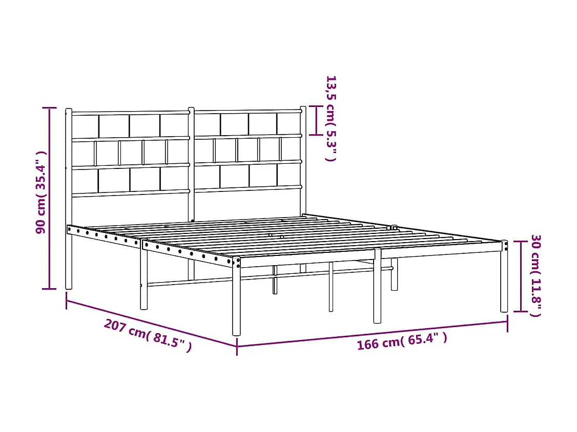 Estrutura de cama com cabeceira 160x200 cm metal branco