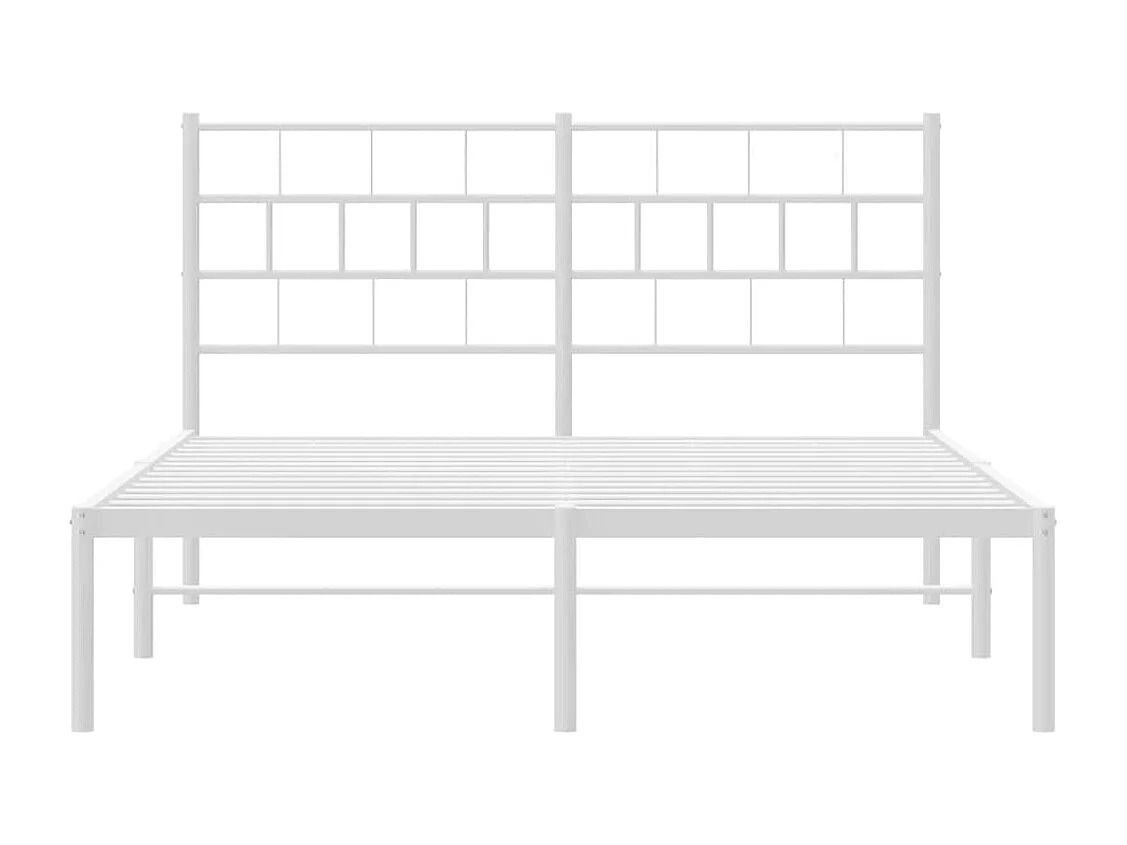 Cadre de lit métal sans matelas et tête de lit blanc 160x200 cm