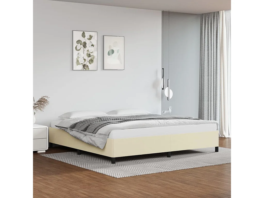 Cadre de lit sans matelas crème 200x200 cm similicuir