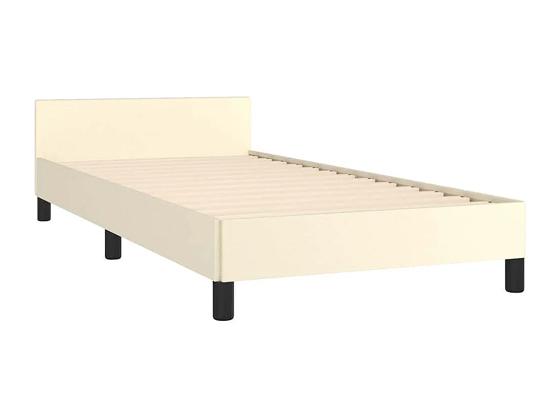 Bedframe met hoofdeinde zonder matras 90x200 cm crèmekleurig