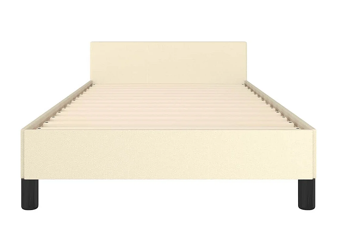 Bedframe met hoofdeinde zonder matras 90x200 cm crèmekleurig