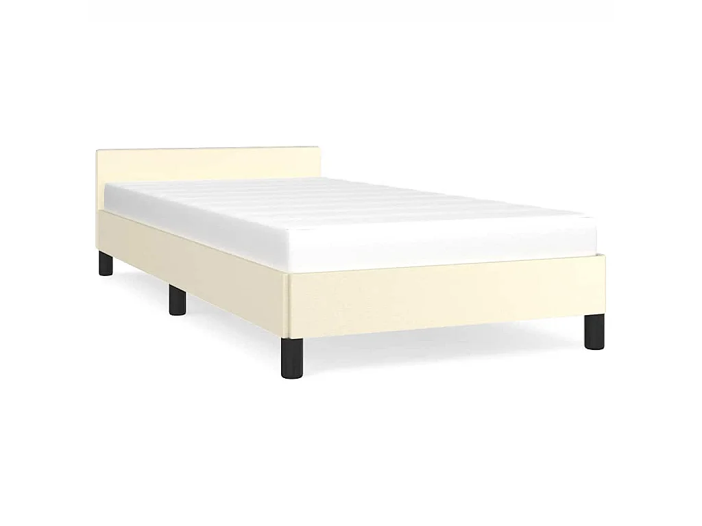 Bettgestell mit Kopfteil ohne Matratze Creme 90x200 cm