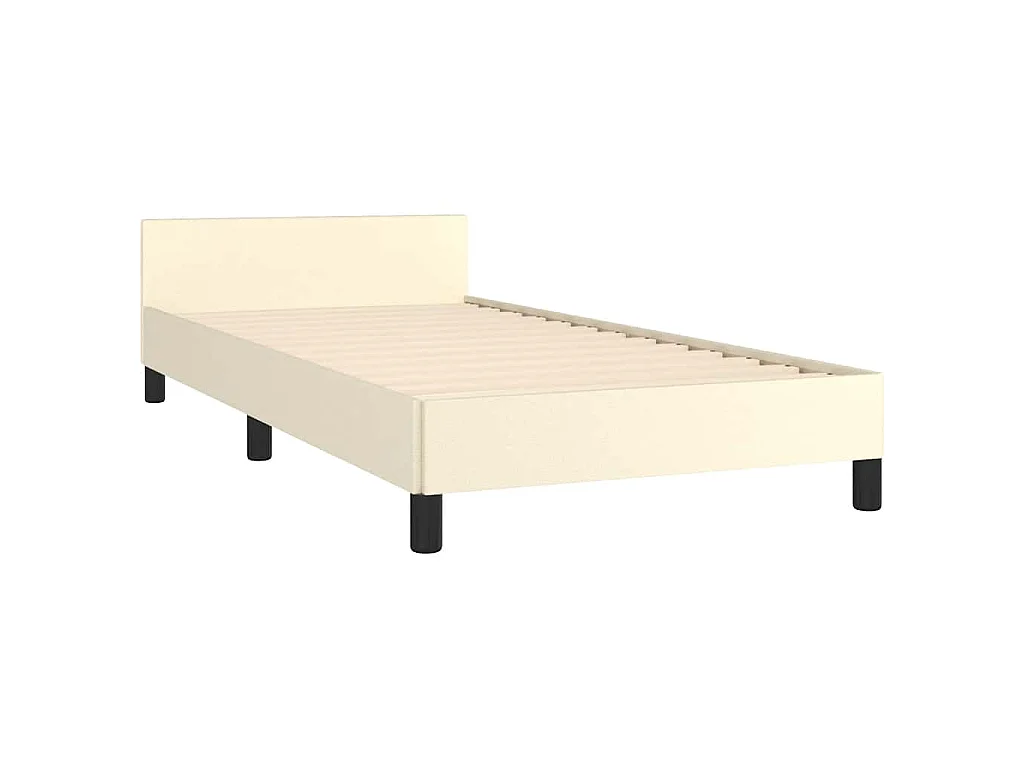 Bettgestell mit Kopfteil ohne Matratze Creme 90x200 cm