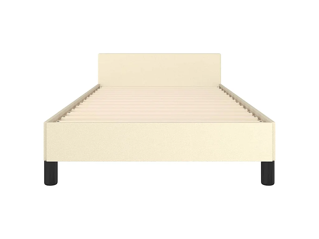 Bettgestell mit Kopfteil ohne Matratze Creme 90x200 cm