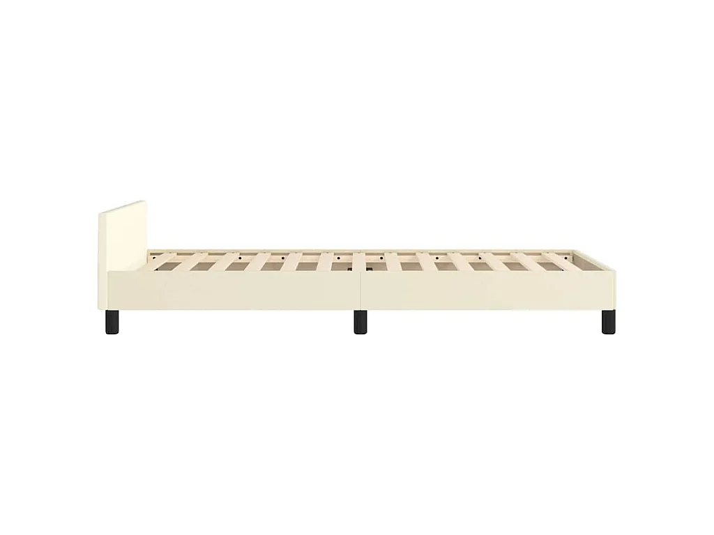 Bettgestell mit Kopfteil ohne Matratze Creme 90x200 cm