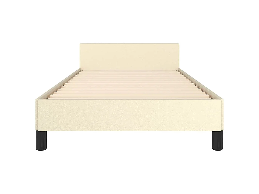 Cadre de lit avec tête de lit sans matelas crème 90x200 cm