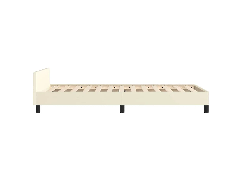 Cadre de lit avec tête de lit sans matelas crème 90x200 cm