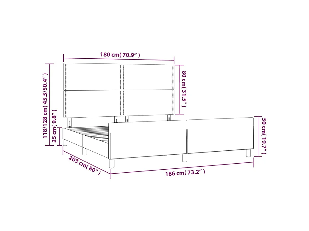Bedframe zonder matras stof donkergrijs 180x200 cm