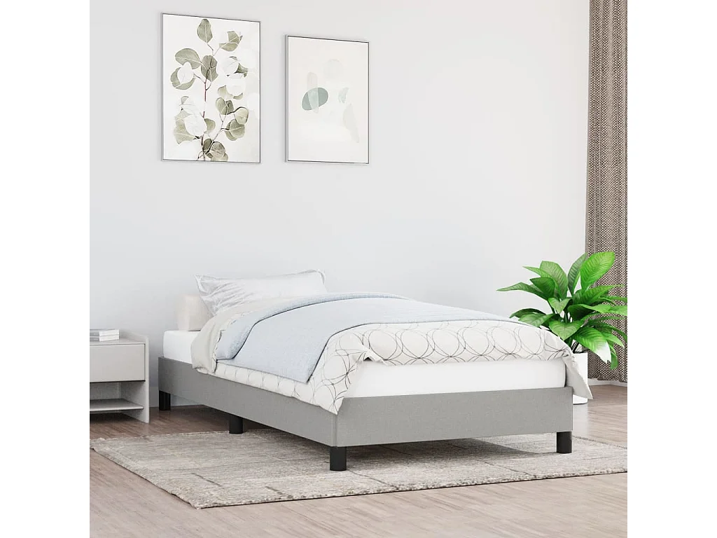 Cadre de lit sans matelas gris clair 90x190 cm tissu