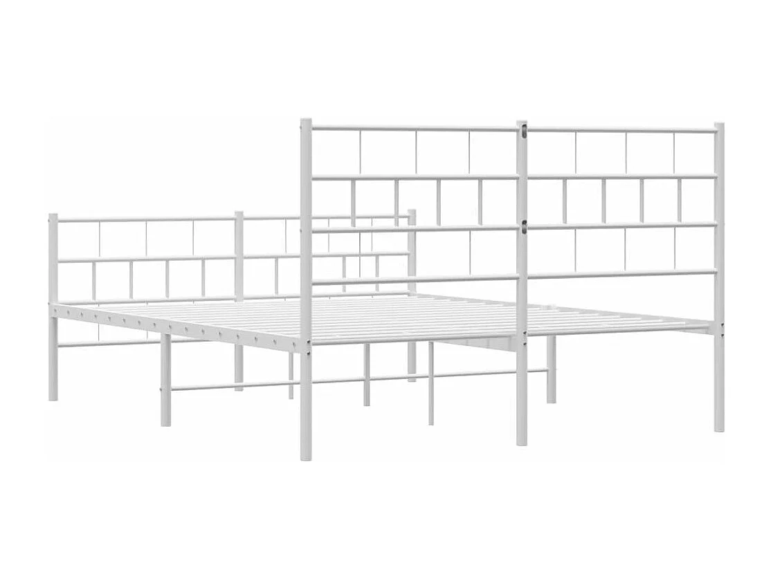 Cadre de lit métal sans matelas et pied de lit blanc 140x190 cm