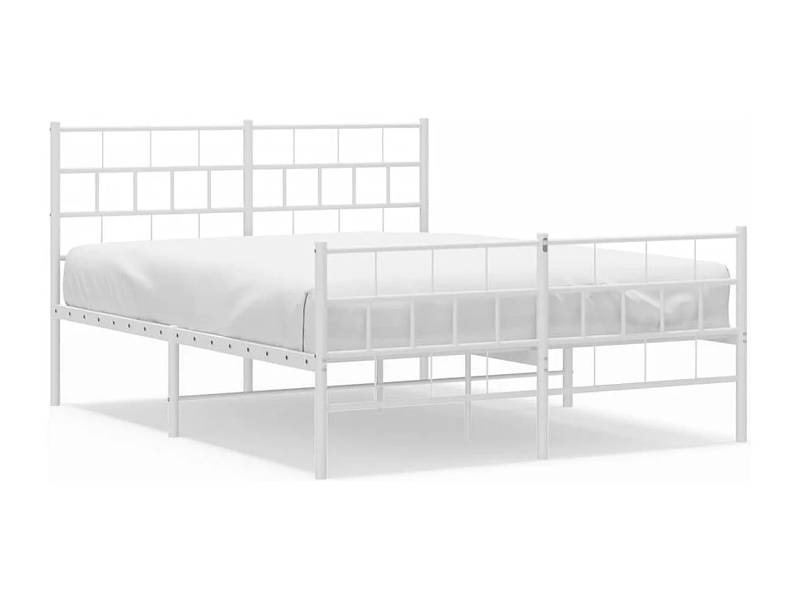 Giroletto con Testiera e Pediera Metallo Bianco 140x190 cm