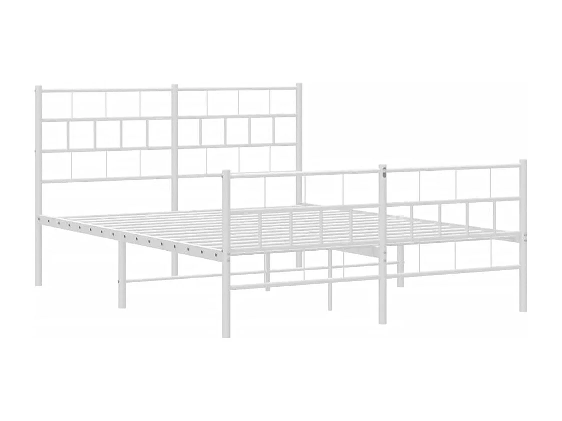 Giroletto con Testiera e Pediera Metallo Bianco 140x190 cm