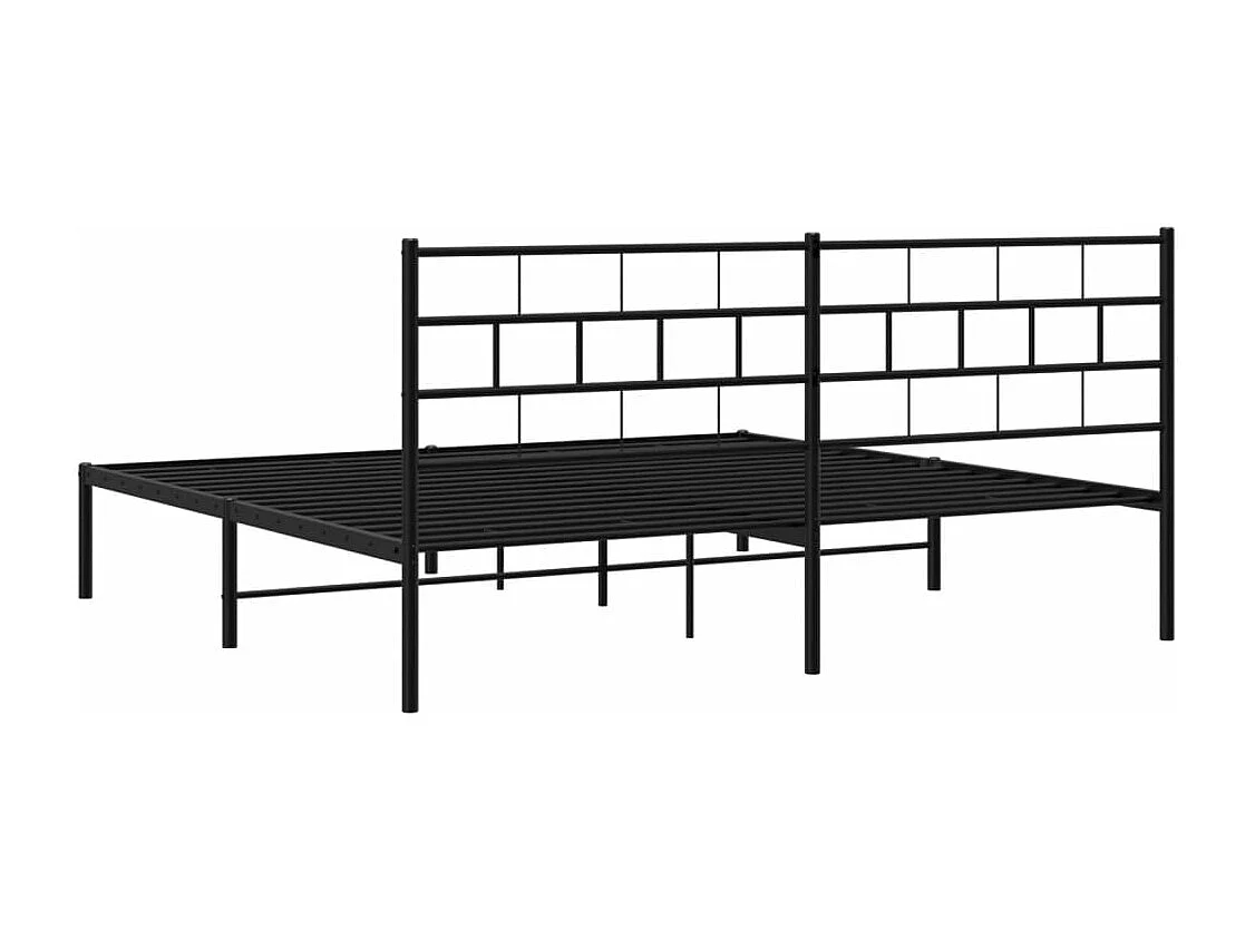 Cadre de lit métal sans matelas et tête de lit noir 180x200 cm