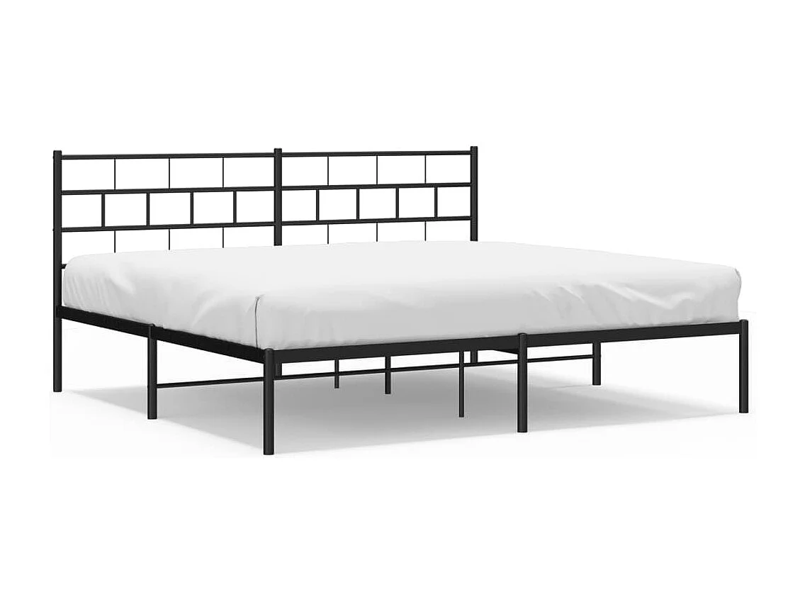 Cadre de lit métal sans matelas et tête de lit noir 180x200 cm