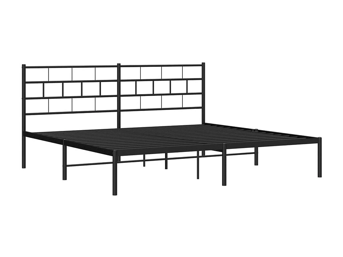 Cadre de lit métal sans matelas et tête de lit noir 180x200 cm