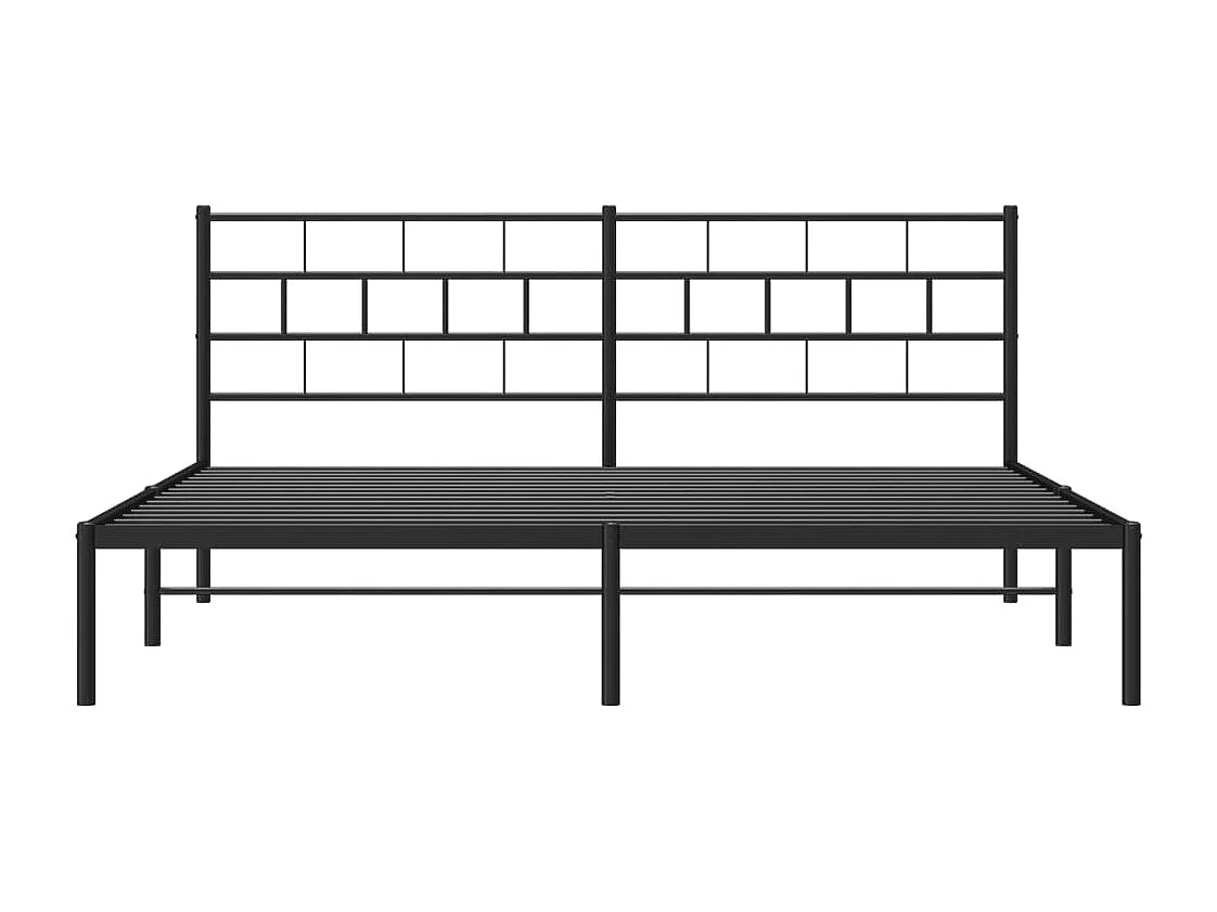 Cadre de lit métal sans matelas et tête de lit noir 180x200 cm