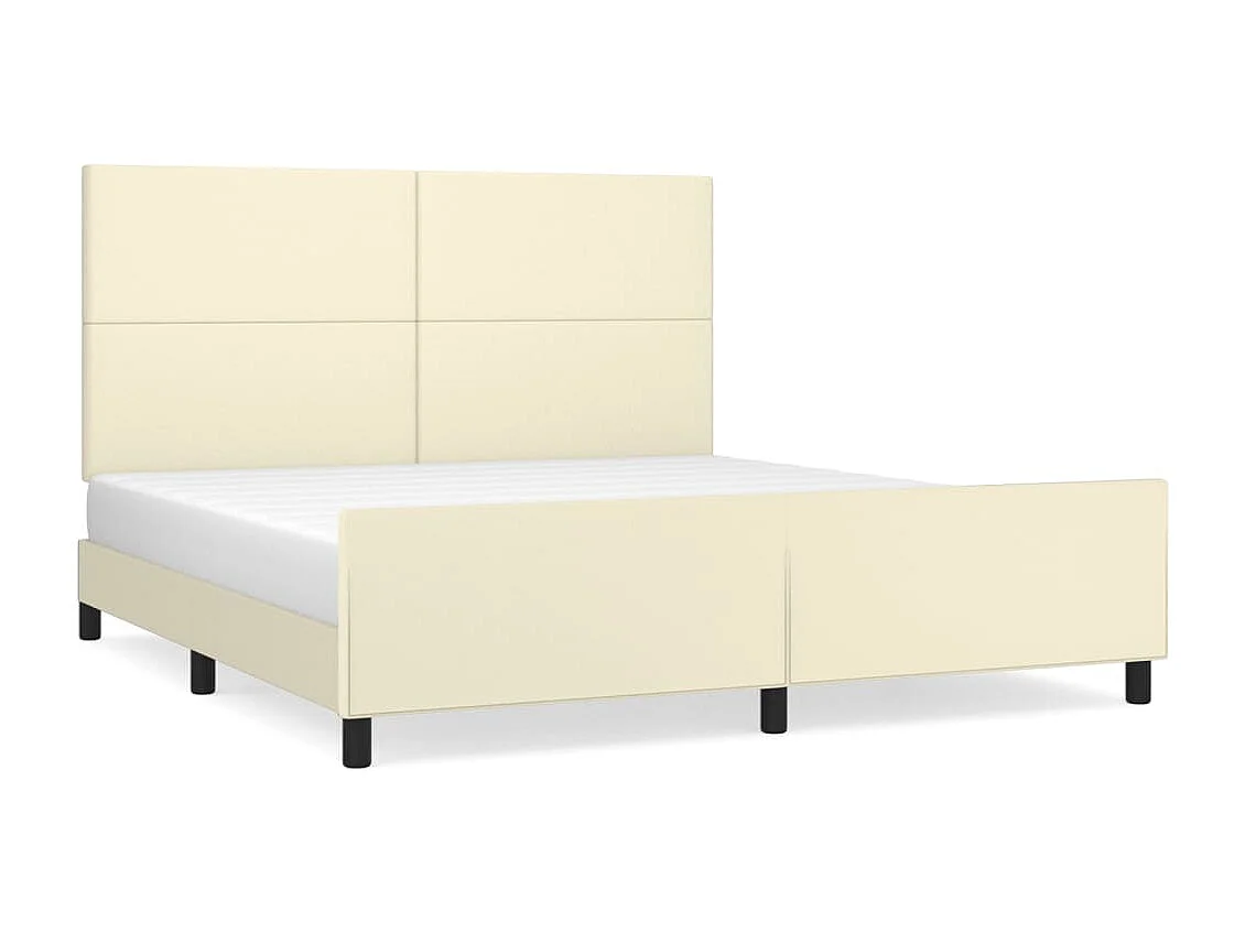 Bettgestell mit Kopfteil Creme 180x200 cm Kunstleder