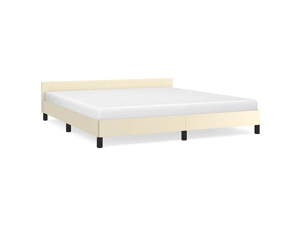 Cadre de lit avec tête de lit sans matelas crème 160x200 cm