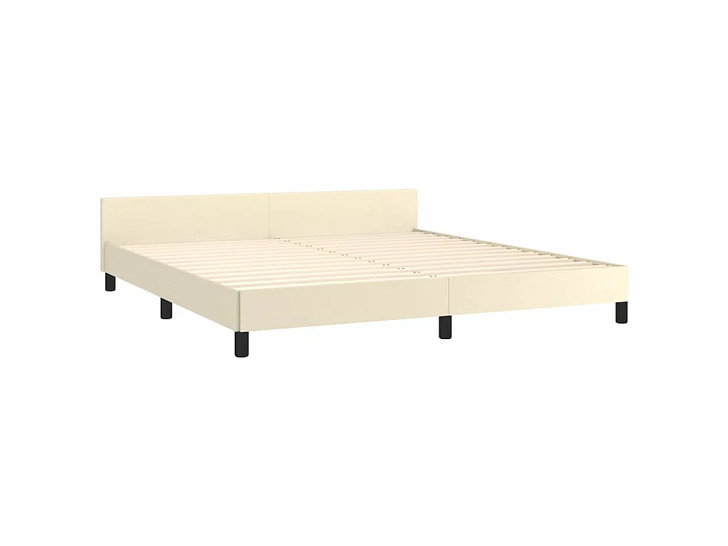 Cadre de lit avec tête de lit sans matelas crème 160x200 cm