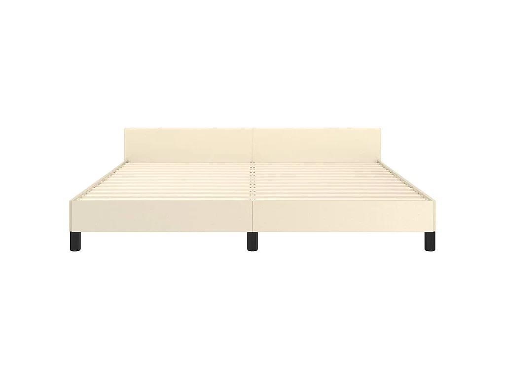 Cadre de lit avec tête de lit sans matelas crème 160x200 cm