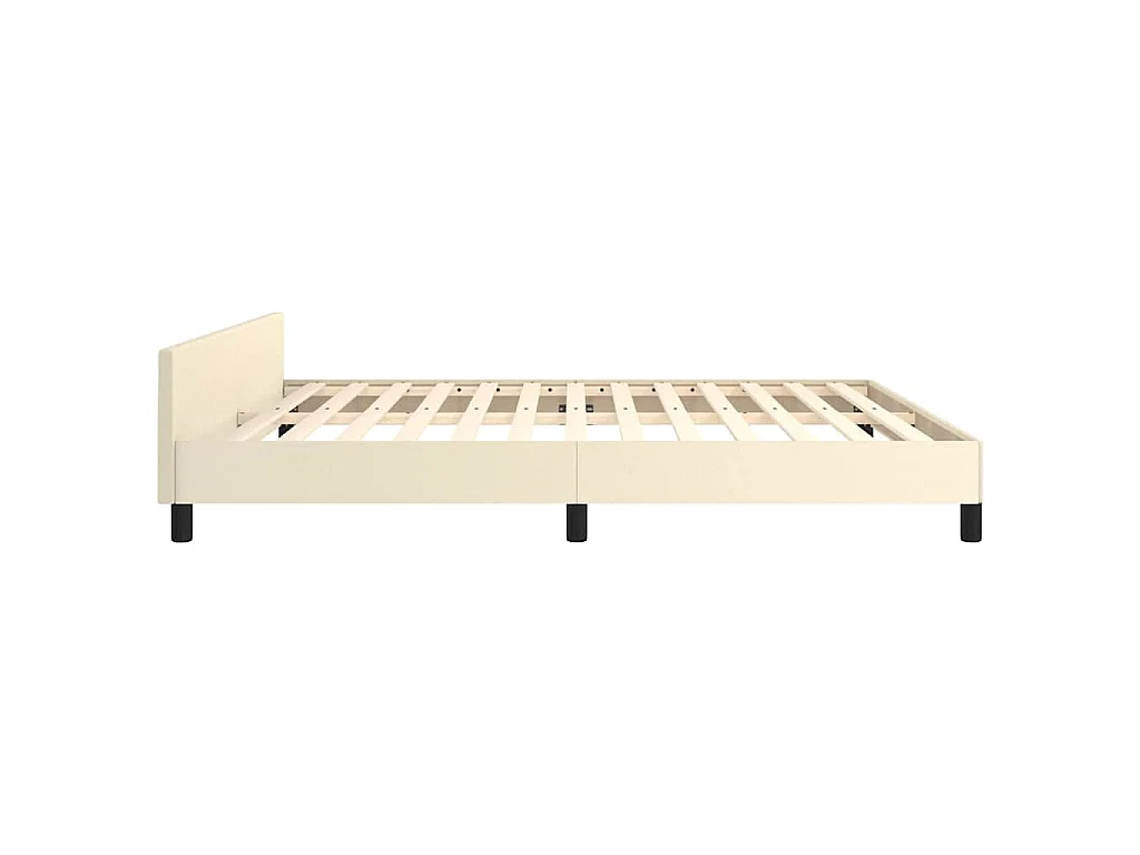 Cadre de lit avec tête de lit sans matelas crème 160x200 cm