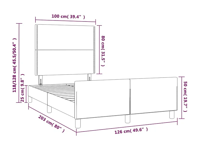 Bedframe met hoofdbord kunstleer wit 120x200 cm