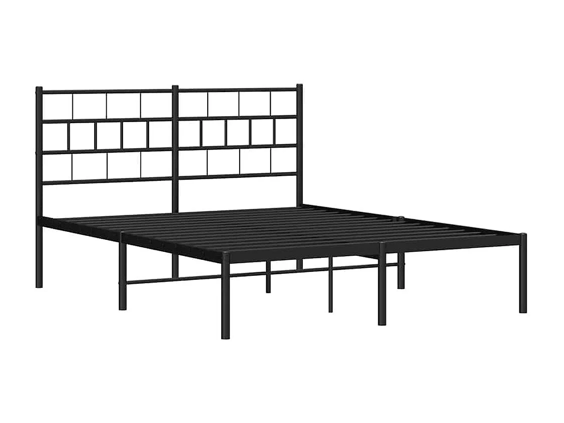 Estrutura de cama em metal com cabeceira 150x200 cm preto