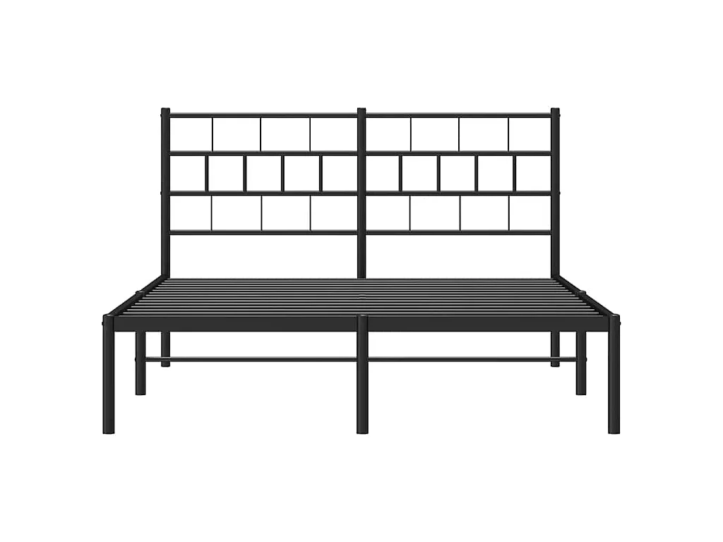 Cadre de lit métal sans matelas avec tête de lit noir 150x200cm