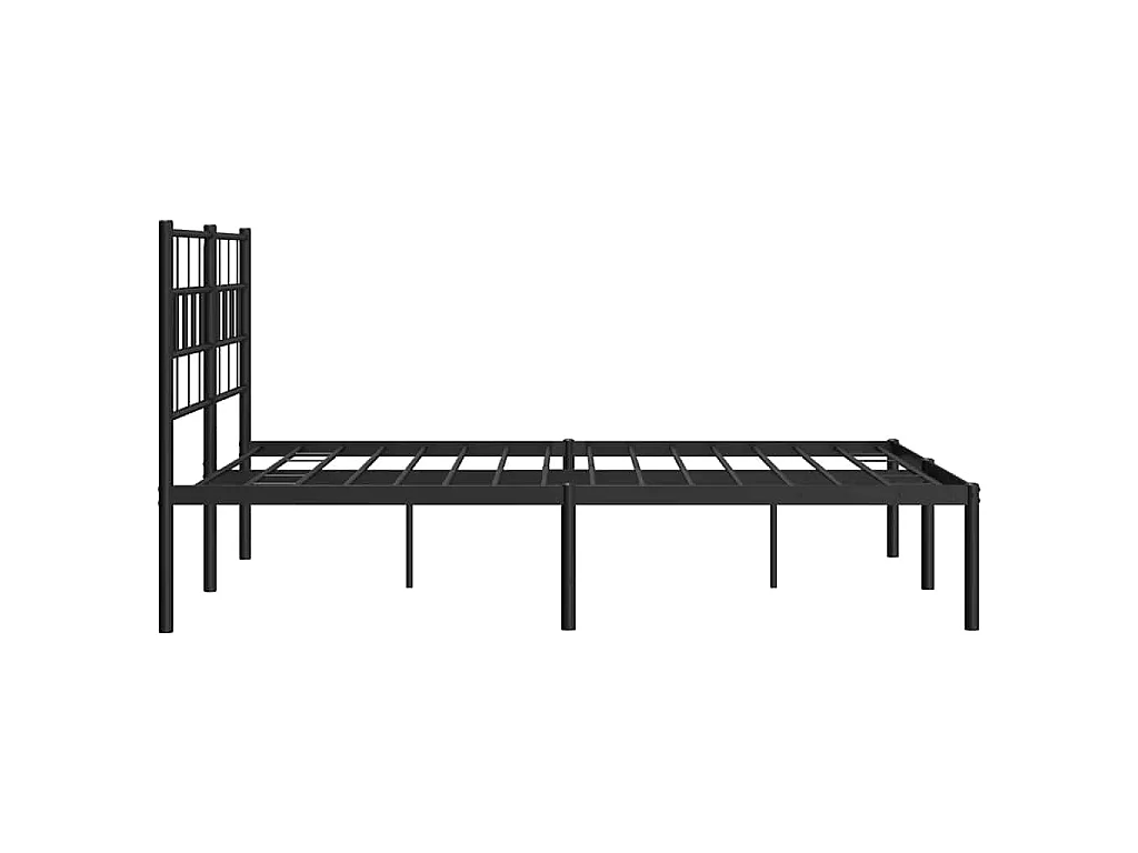 Cadre de lit métal sans matelas avec tête de lit noir 150x200cm