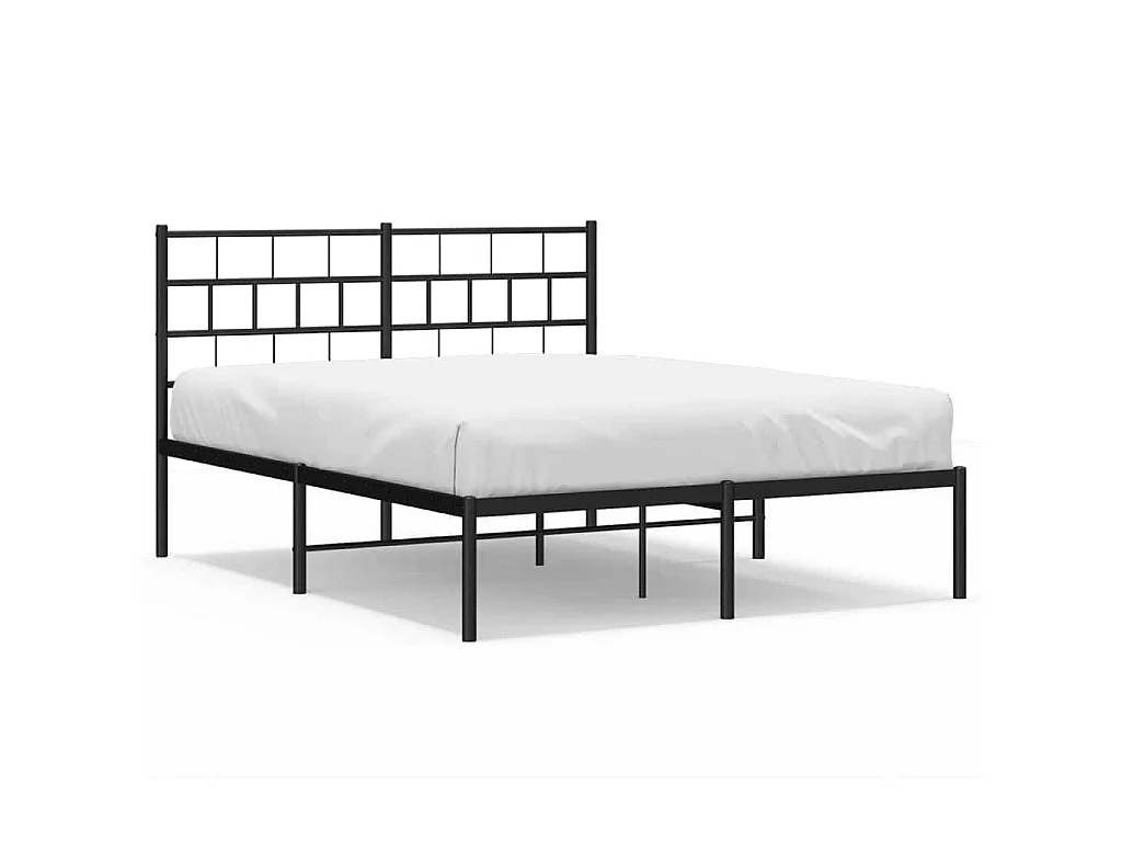 Bedframe met hoofdbord metaal zwart 150x200 cm