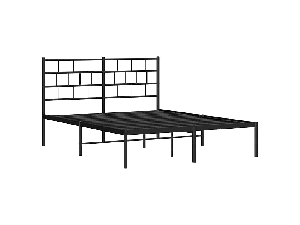 Bedframe met hoofdbord metaal zwart 150x200 cm