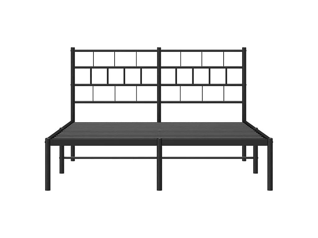 Bedframe met hoofdbord metaal zwart 150x200 cm